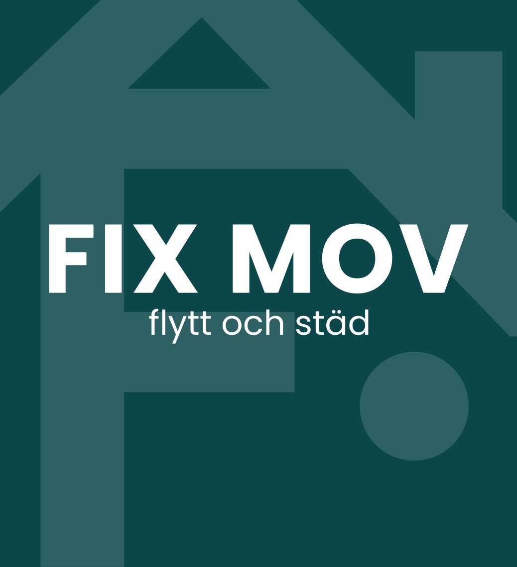 Fix Mov hem flytt och städ – logotyp med hussiluett i mörkgrön ton